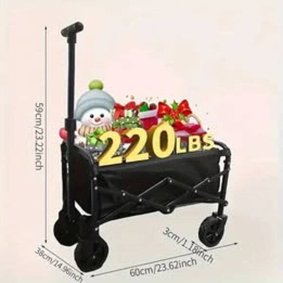 Foldable Utility Wagon Cart – Heavy Duty Collapsible Hand-Pull Trolley - Picture 1 of 2